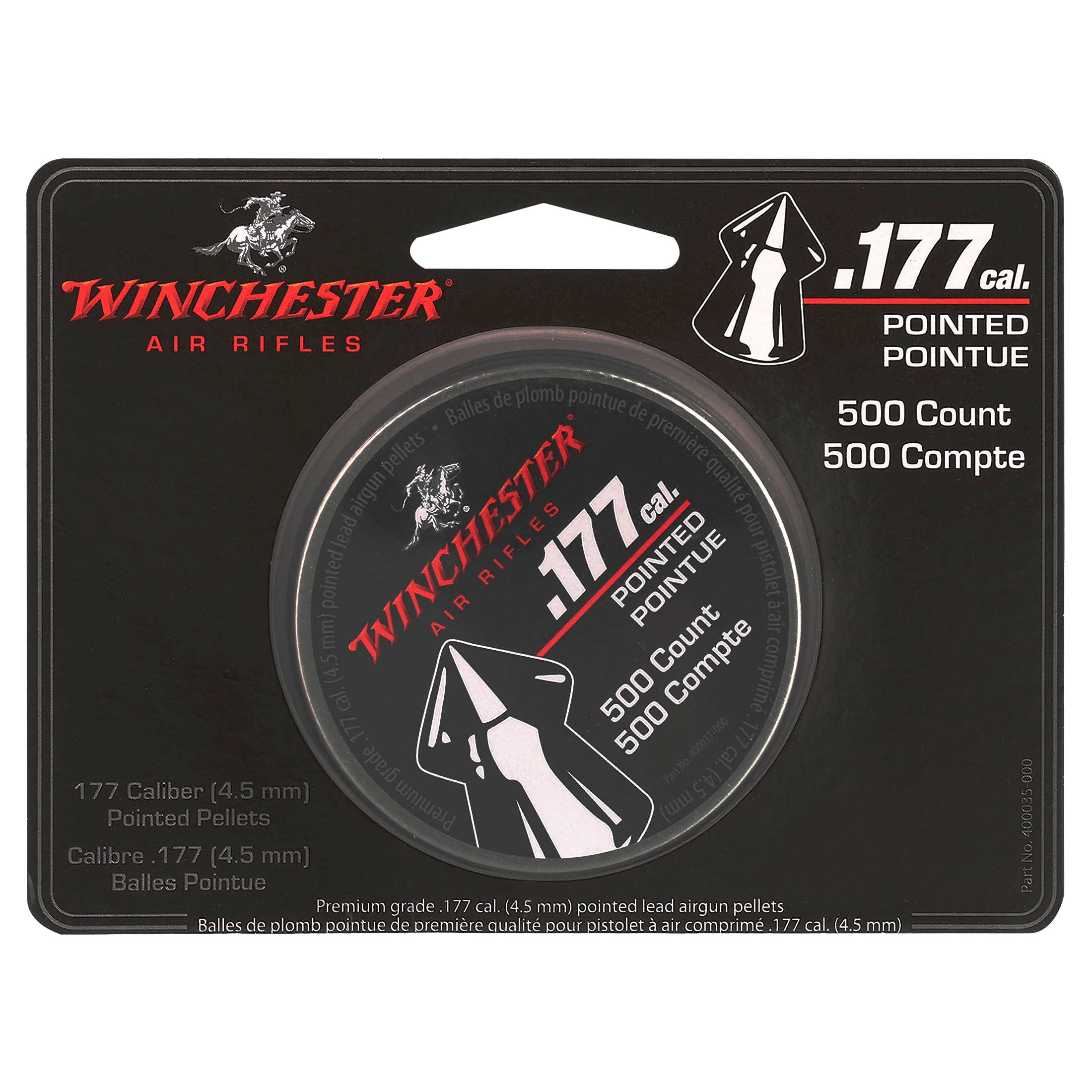 Winchester Pointed Pellet for Use with Air Gun Ammunition .177 Caliber, 500 Count, New Condition 0.8 lb. 1 in packaging length