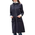 thumbnail image 2 of Useagrey Chaquetas impermeables para mujer, chaqueta de lluvia con capucha sólida, cortavientos largo para exteriores de talla grande, abrigo con cremallera, viaje, senderismo, 2 of 5