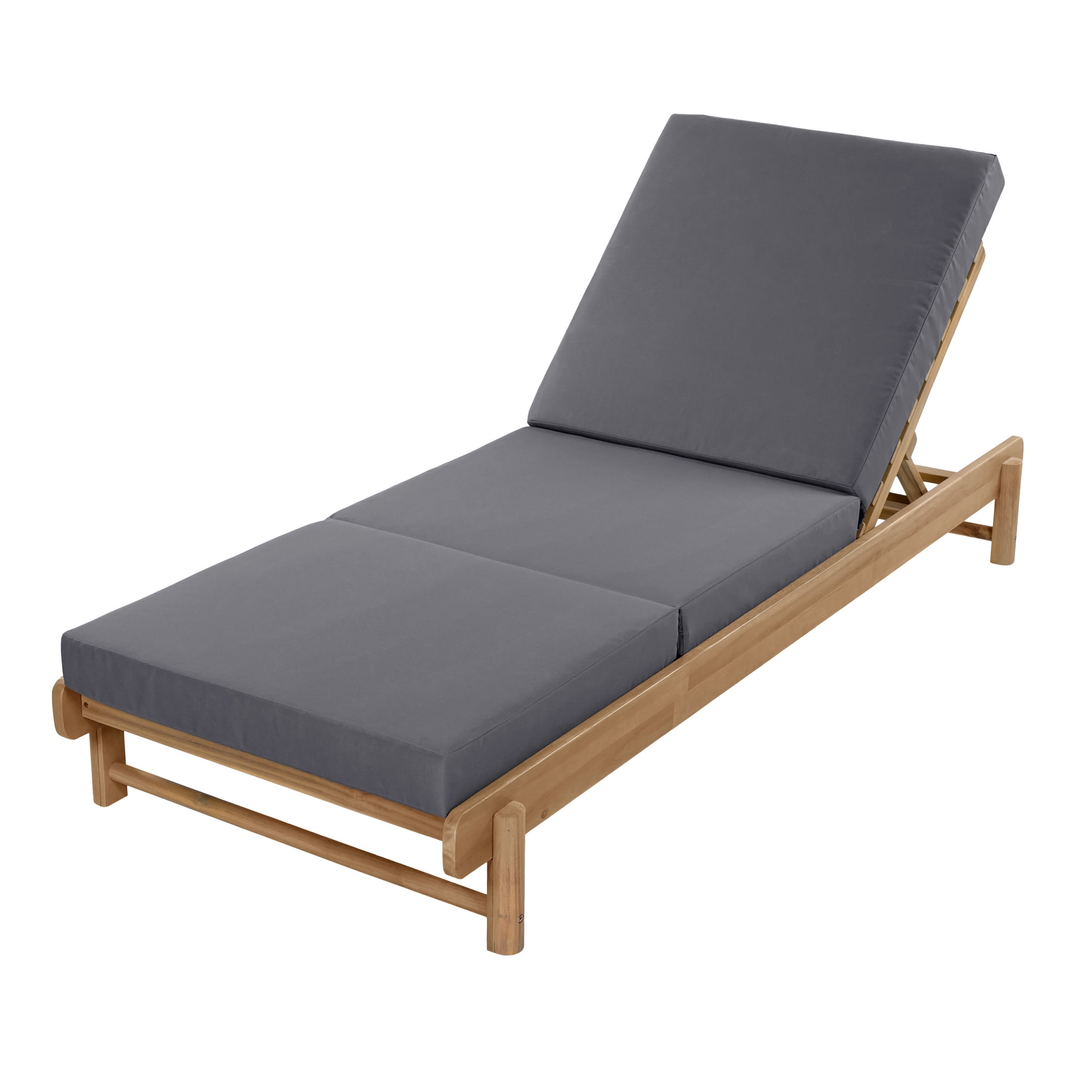 Christopher Knight Home Outdoor Chaise Lounge with 3-Fold Cushion, Adjustable Backrest, Light Teak + Dark Gray