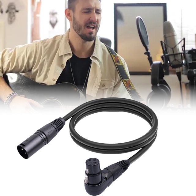 Cable de audio XLR hembra de 90 grados a XLR macho recto de 3 pines para micrófono (1,8 m)