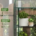 thumbnail image 4 of Lean-to Greenhouse, Portable Greenhouse with 3 Tier Shelves, 2 Roll-Up Zippered Doors, 56.3" x 18.1" x 59.4", Clear, 4 of 11