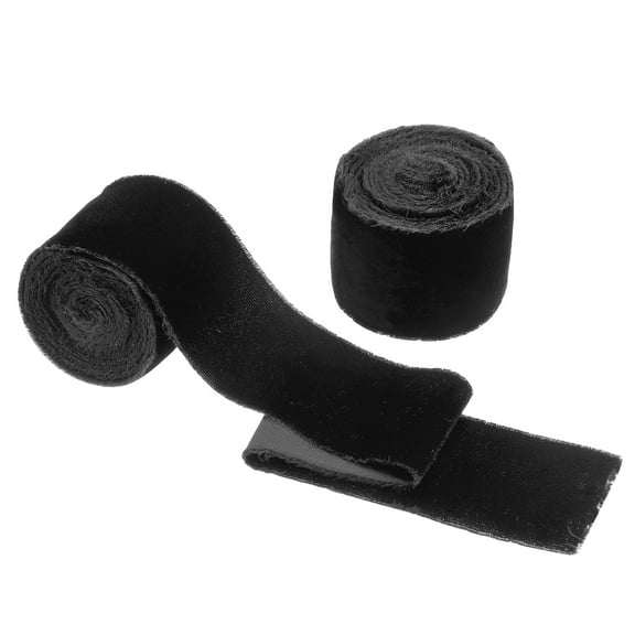 Uxcell Velvet Ribbon, Wide Handmade Frayed Raw Edge Thick Fringe Ribbon for Gift Wrapping Black