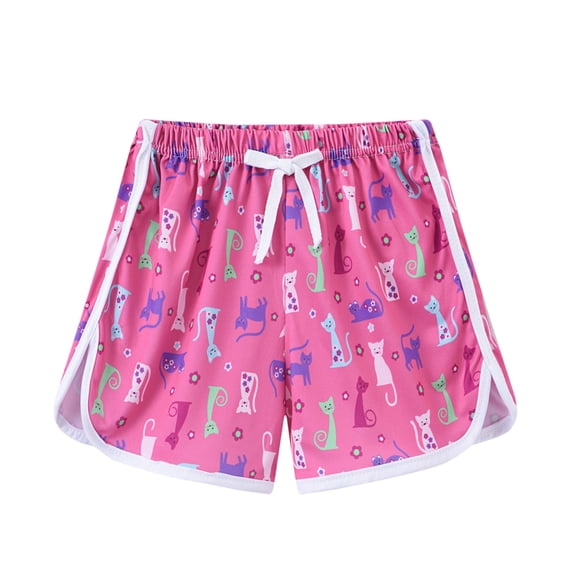 YunPes Baggy Athletic Shorts for Girls Leopard Elastic Waist Jogger Shorts with Drawstring Kids Gym Workout Dolphin Shorts