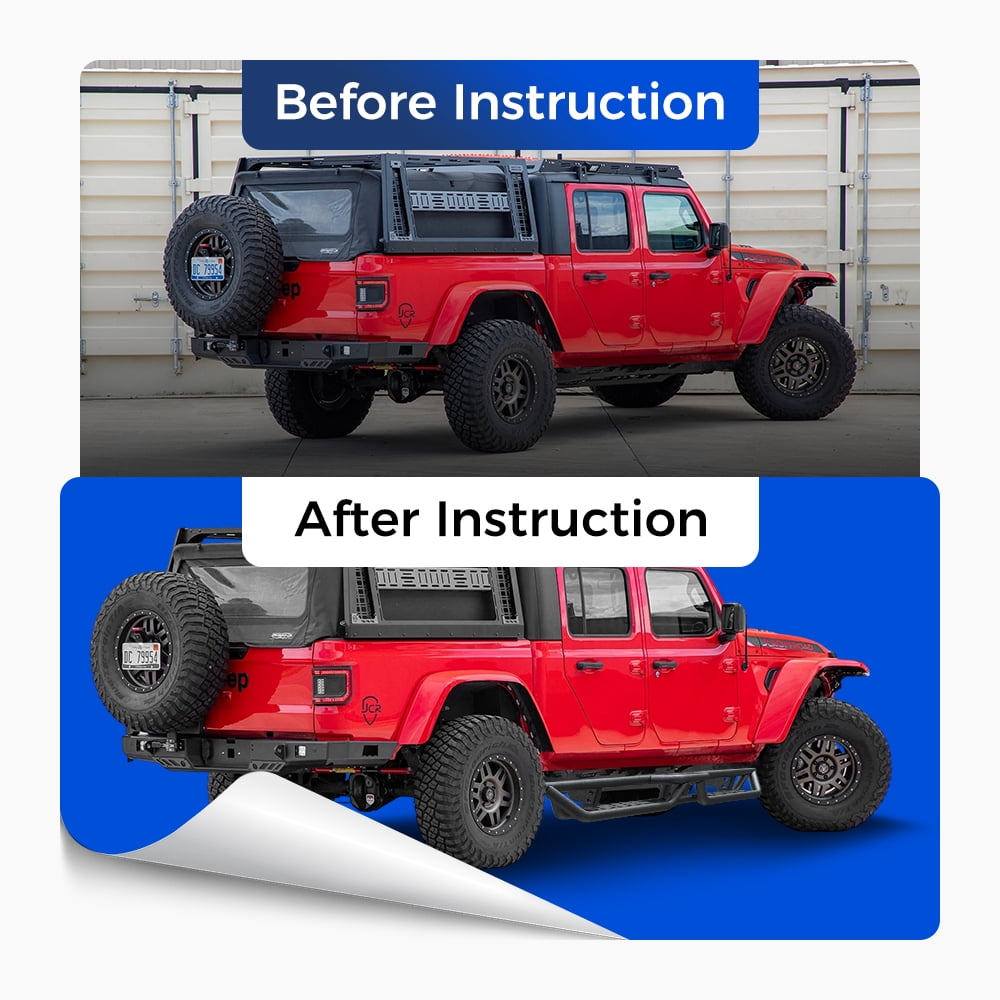 Autobull Running Boards Compatible with Jeep Gladiator JT 2020-2026, 6" 2-Stairs Side Step Rails Coated Black Carbon Steel Nerf Bars