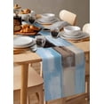 thumbnail image 6 of Ldtrchee Blue Brown Table Runner 48 Inches, Modern Abstract Art Geometric Bed Runner Dresser Scarves Tabletop for Indoor Outdoor Parties/Ceremony/Banquet, 13" x 48", 6 of 8