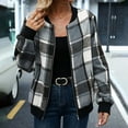 thumbnail image 5 of Jackets for Women with Pockets Windbreaker Plaid Printed Comfortable Casual Loose Long Sleeve Cardigan Zipper Hooded Jacket Casual Outerwear Gray M, 5 of 9