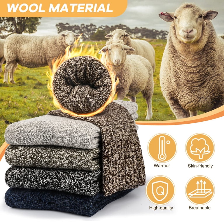 ZOUYUE Men's Heavy Cold Weather Thermal Wool Socks, Winter Warm