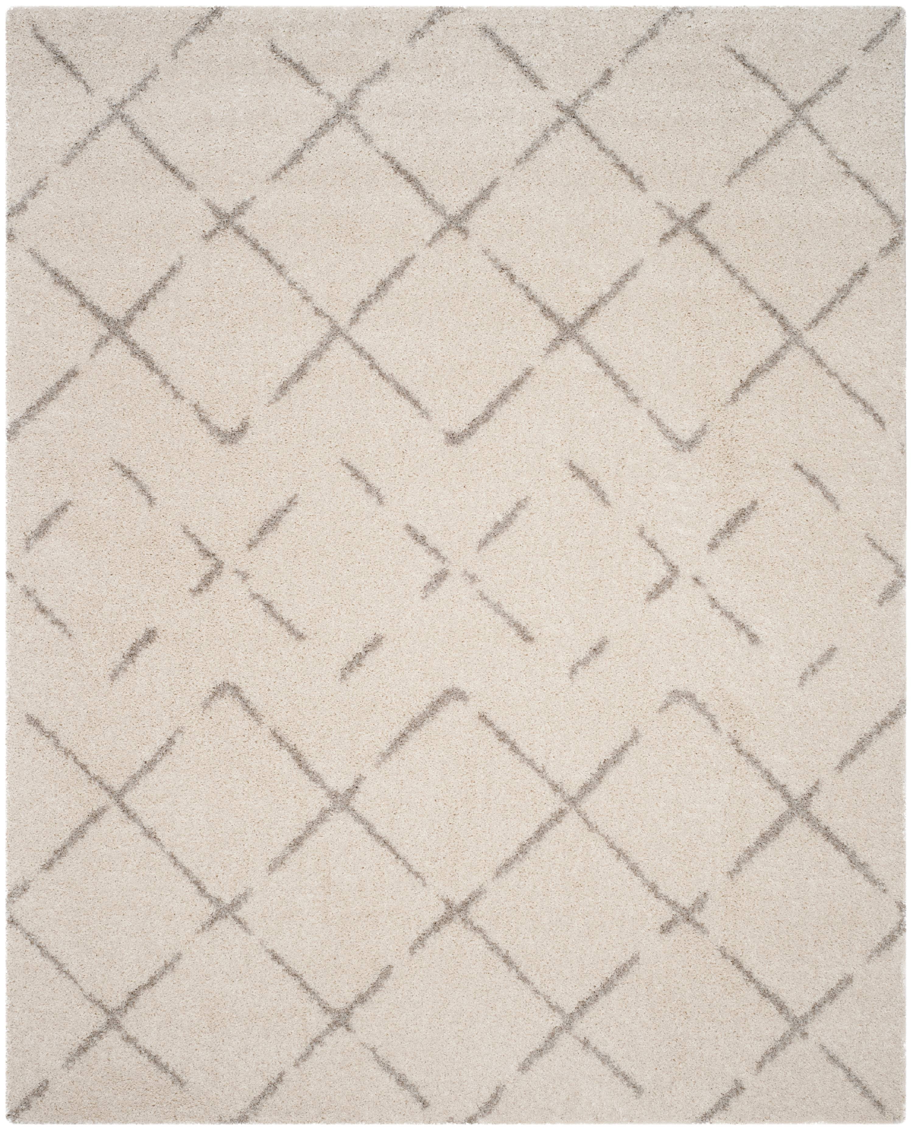 SAFAVIEH Arizona Zarif Geometric Shag Area Rug, Ivory/Beige, 8' x 10'