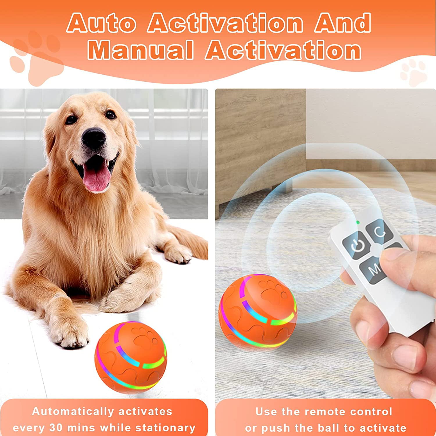 YVE LIFE Interactive Dog Ball Toys,Durable Motion Activated