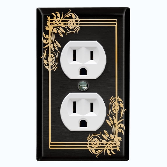 Metal Light Switch Plate Cover Elegant Victorian Floral Frame Black FRA081