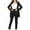 Black, variant on JSGEK 2 Piece Outfits for Women Blazer with Pants Deep V Long Sleeve Slim Fit Ruffle Pelplum Business Suit Black M