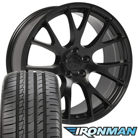 20x9 Wheels, Tires and TPMS Fit Dodge, Chrysler, Challenger, Charger - Hellcat Style Black Rims with Tires -