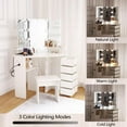 thumbnail image 5 of EastVita Corner Vanity Desk with Mirror and Lights, White Makeup Vanity Desk with 5 Drawersand Adjustable Brightness, Corner Vanity Table with Stool, Dress Table for Bedroom, 5 of 8