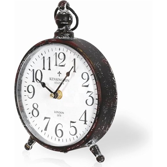 Vintage Metal Desk Clock,Retro Desk and Shelf Clock,Antique Gold Decorative Mantel Table Clock for Living Room,Shelf Decoration,Desktop,Farmhouse(Antique Gold:16.4x22.8cm)