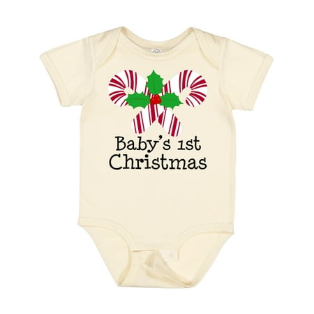 

Inktastic Baby s 1st Christmas Candy Canes Gift Baby Boy or Baby Girl Bodysuit