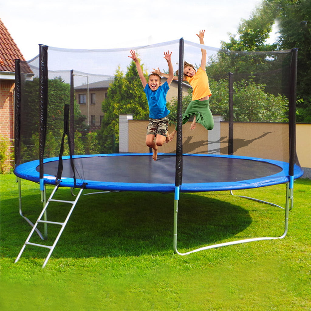 【LNCDIS】12 FT Kids Trampoline With Enclosure Net Jumping Mat And Spring Cover Padding