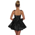 thumbnail image 1 of Vestido de bienvenida Dessiny negro con lentejuelas y tirantes finos para mujer, 1 of 6