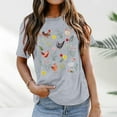 thumbnail image 2 of Tshirts for Women Chicken Shirt Cute Chicken Mom Shirt Farm Country Casual Tee Womens Tops Grey M, 2 of 4