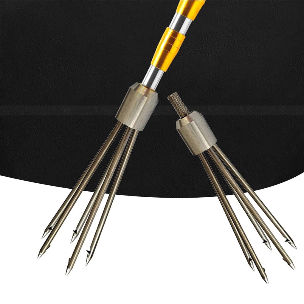 xinxixnxx 5-Prong Fishing Spear Spearhead Fork Harpoo with Barbs with Barbs  Incisive Head Outdoors Stainless Steel Fish Tools