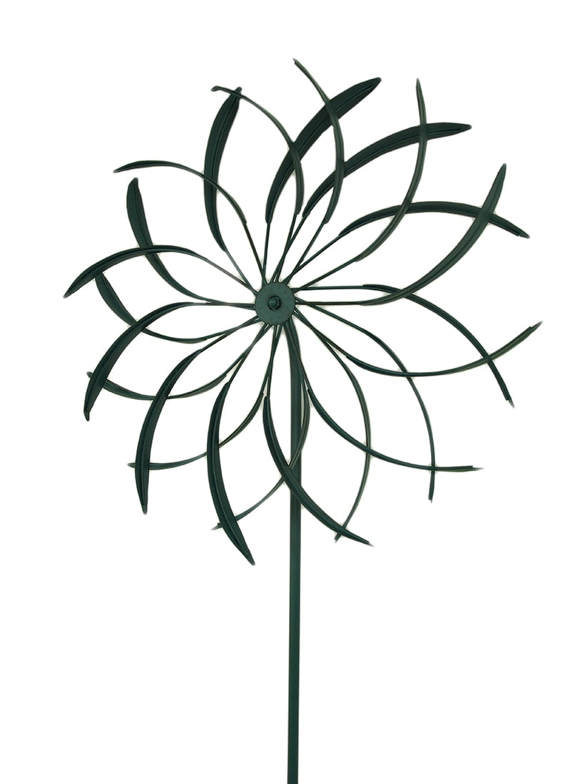 Blossoming Illusions 18 in. Flower Wind Spinner Metal Garden Stake Sculpture by UPPER DECK, LTD