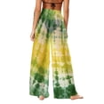 thumbnail image 3 of Tnhcen Women's Summer Chiffon Wide Leg Beach Pants UV Protection Lightweight Tie Dye Print Casual Loose Beach Cover Up 100% Polyester Beach Pants S-2XL, 3 of 7