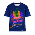 thumbnail image 4 of Fesfesfes Workout Shirts for Women Loose Fit Mardi Gras Women Fashion Casual Printed Short Sleeve Round-Neck Pullover Blouse T-shirt Tops Fashion Tops for Women S(US:4), 4 of 4