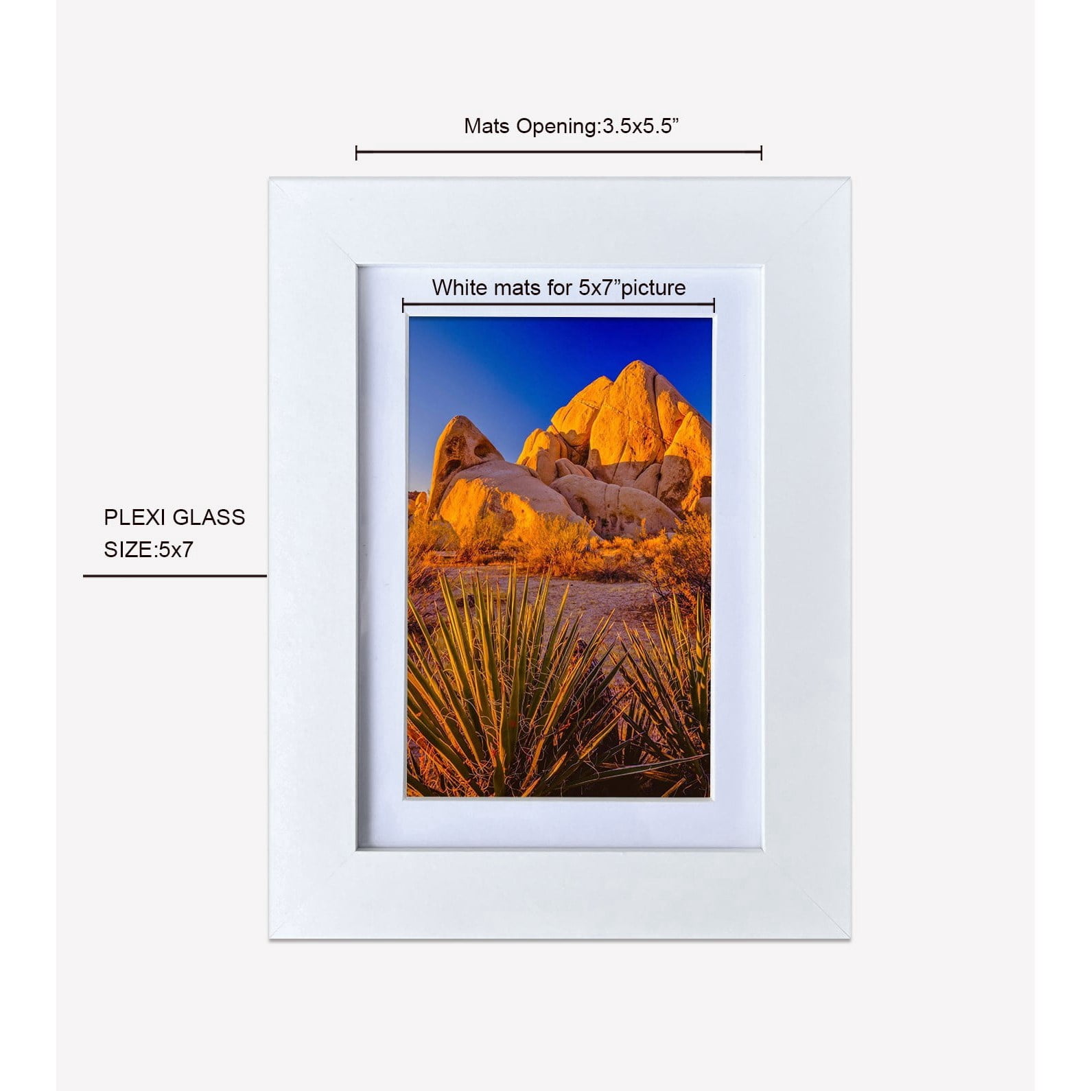 Picture Frame MDF White 5*7" Wall Mount & Tabletop Display, Pack of 6