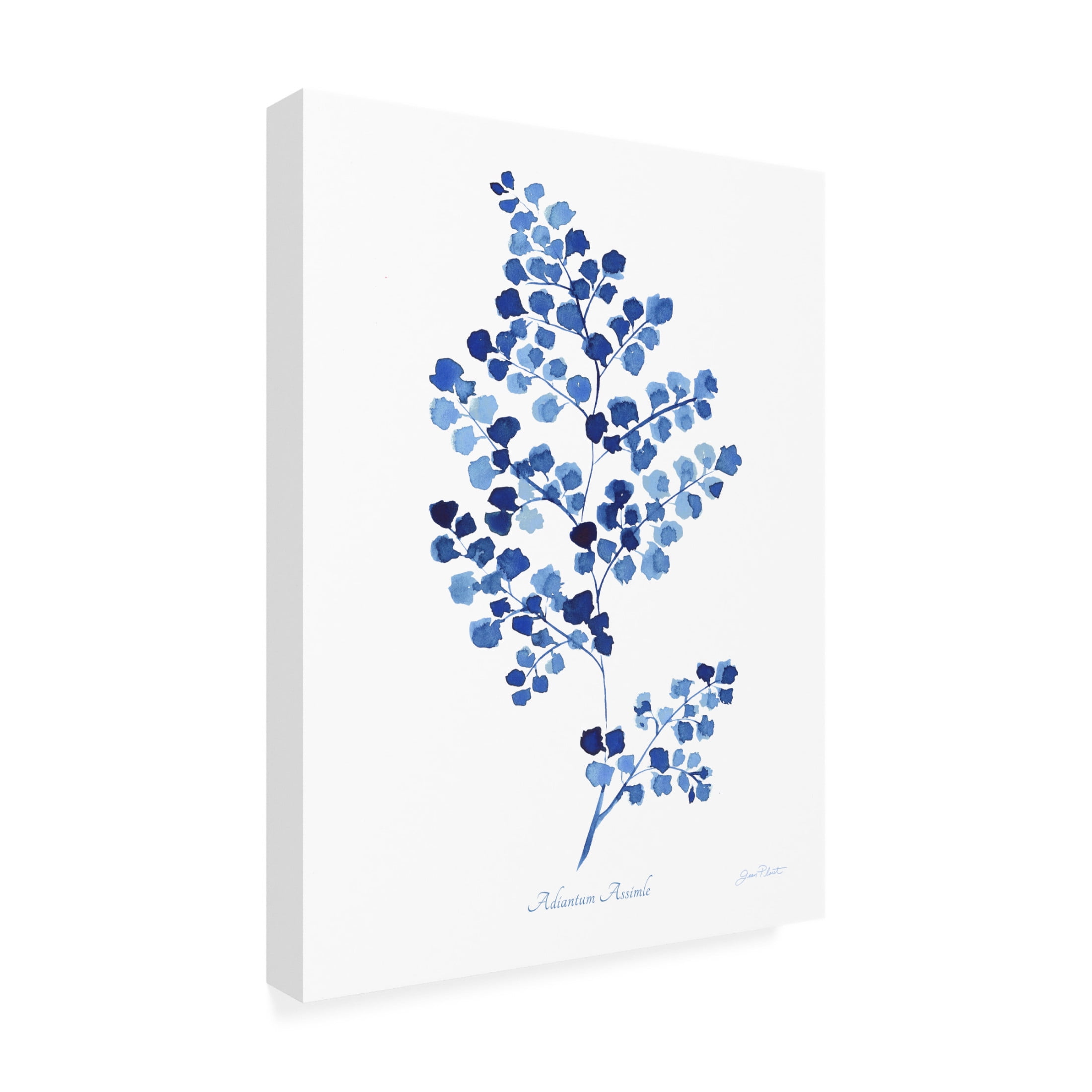 Canvas Wall Art - Jean Plout 'Indigo Botanical 1' Wall Art for Living Room, Bedroom, or Office Décor by Trademark Fine Art - 14 x 19 Inches
