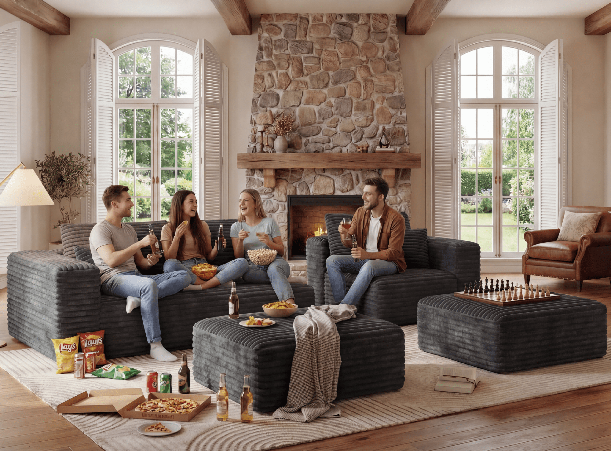 Cubente 108" Sectional Couch, Cloud Sofa, Boneless Couch No Assembly Required Modular Couch U-shaped Couch for Living Room