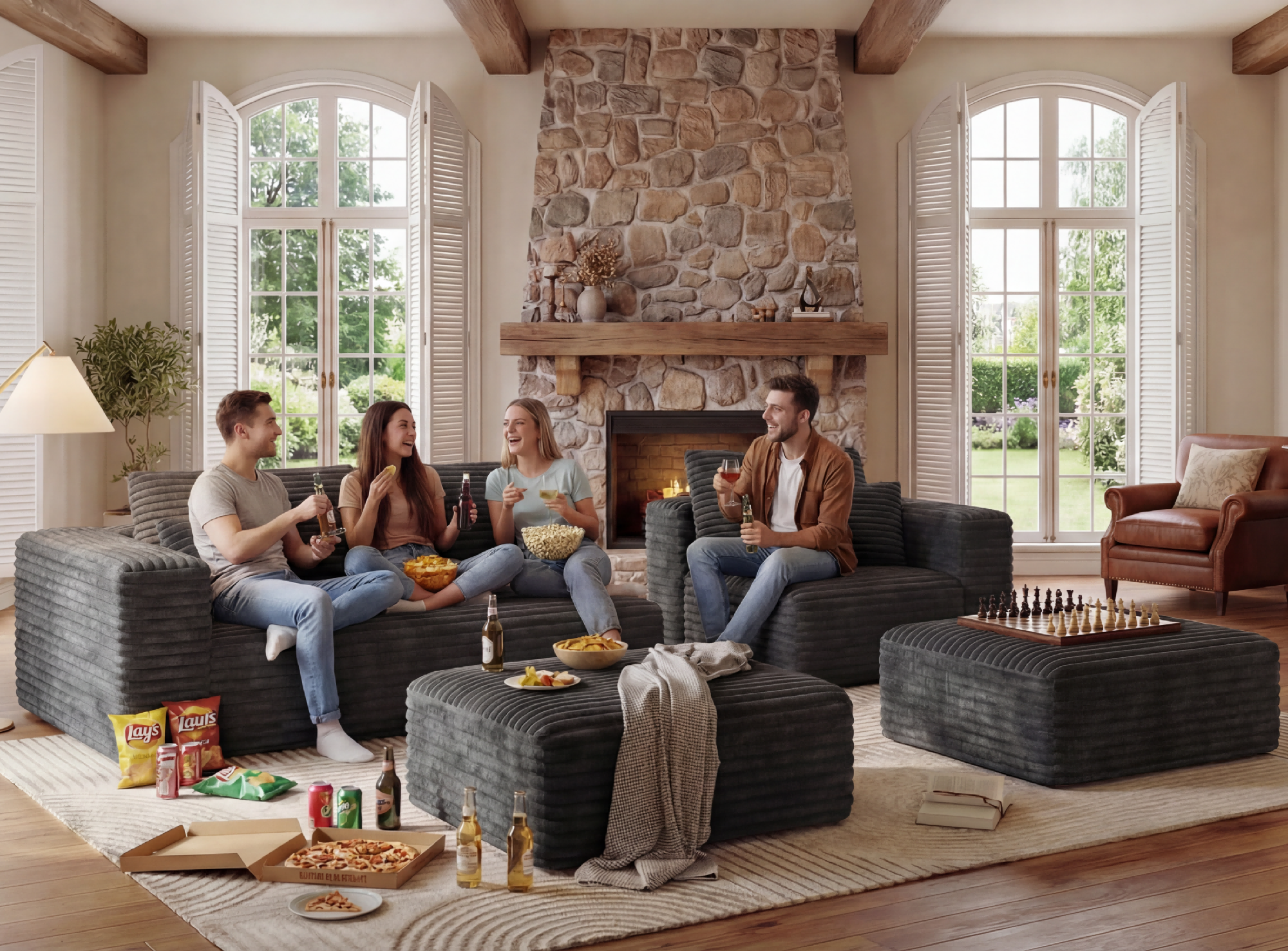 Cubente 108" U-Shaped Sectional Sofa, Gray photo 2