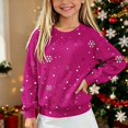 thumbnail image 2 of ITSAME Christmas Sweater for Girls (5-15) Snowflake Polka Dot Print Crewneck Long Sleeve Knit Pullover for Holiday Party Size 7, 2 of 6