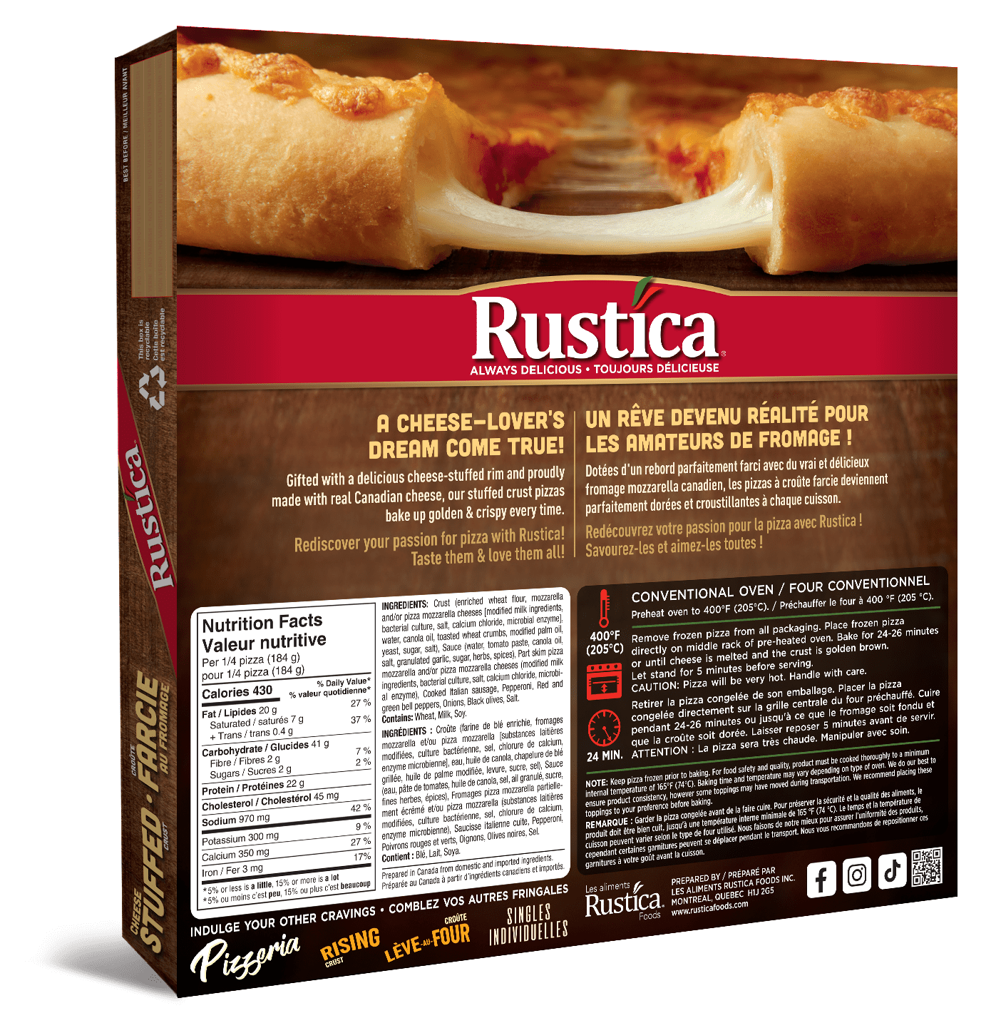 Rustica Pizza Croute Farcie Deluxe 735 G Frozen RUSTICA PIZZA COTE FARCIE DELUXE
