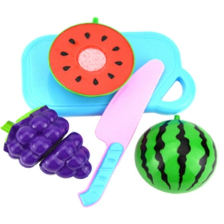 Kitchen Toy Fun Cutting Fruit & Vegetables Set Pretend Play Food Cooking Playset with Cutting Board Toy Knife Educational Toys Games 4Pcs Grapes