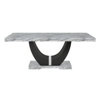 New Classic Furniture Lyra Wood Dining Table with Faux Marble Top, Gray/Black