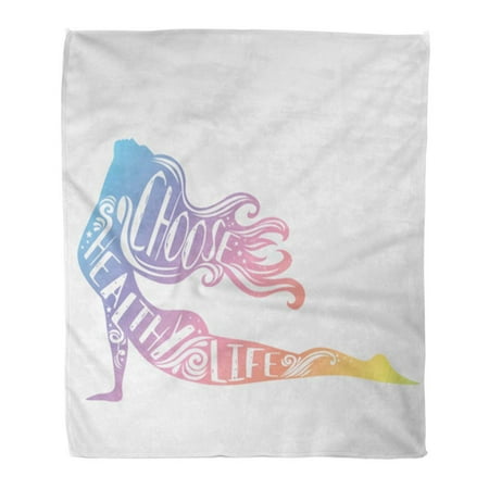 Sofa Grill LADDKE Throw Blanket Warm Cozy Print Flannel Choose Healthy Life Sport Fitness Typographic Girl and Saying Motivational Comfortable Soft for Bed Sofa and Couch 58x80 Inches ()