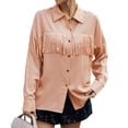 thumbnail image 4 of EFINNY Womens Button Down Shirt Long Sleeve Solid Color Blouse, 4 of 6