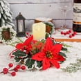 thumbnail image 5 of 9 Inch Red Poinsettia Christmas Candle Wreath - Artificial Flower with Red Berries & Pinecones, Holiday Table Centerpiece for Christmas Dinner Party Decor, 5 of 7
