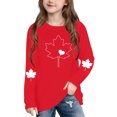 thumbnail image 2 of FAVIPT Kids Long Sleeve Tshirts Boys Girls Maple Leaf Print Crewneck Tees Casual Cute Comfortable Pullover Tops Red,7 Years, 2 of 8