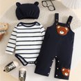 thumbnail image 2 of mgoYE Baby Boy Clothes Newborn Romper 0 3 6 12 18M Spring Fall 3 piece Outfit Infant Cute Cartoon Clothing Set 0-3 Months, 2 of 9
