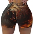 thumbnail image 2 of Gukieu Cool Flame Lion A Print Women's Sports Shorts, Elastic Waist High Stretch Running Yoga Gym Sweatpants-Large, 2 of 8