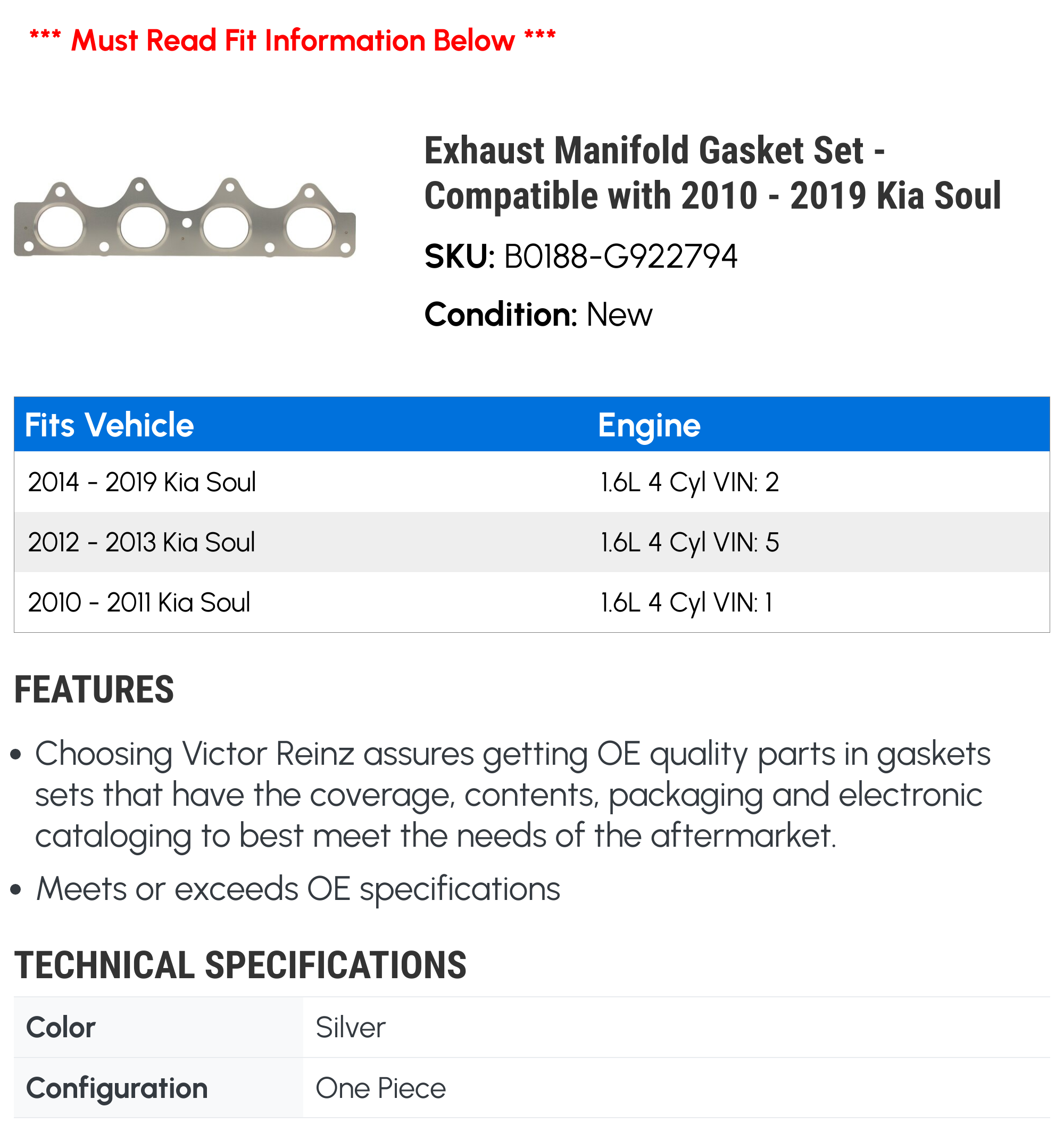Globe Run Exhaust Front Flex Pipe – 2014-2019 Kia Soul 1.6L – EPA Certified, 5-Year Warranty
