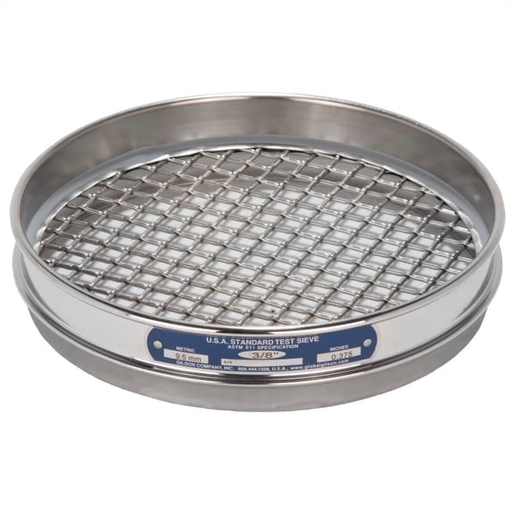 8in Sieve, All Stainless, Half-Height, 3/8in