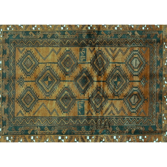 Ahgly Company Machine Washable Indoor Rectangle Persian Turquoise Blue Traditional Area Rugs, 5' x 7'