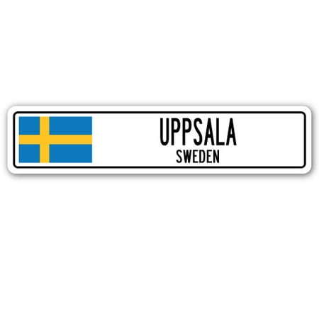 UPPSALA, SWEDEN Street Sign Swede flag city country road wall