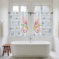 thumbnail image 4 of Easter Kitchen Curtains 54 Inch Length, Spring Rabbits Ears Feet Floral Blue Lattice Tiers Curtains for Bathroom Bedroom Cafe, Light Filtering Small Window Treatment Short Drapes 2 Panels 42"Wx54"L, 4 of 8