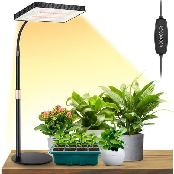 Desk Grow Light, Full Spectrum Plant Light for Indoor Plants, Grow Lamps with 4/8/12H Timer, 10"-26" Height Adjustable, 6 Brightness Levels