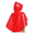 thumbnail image 3 of Eandarui Womens Shiny Wet Look Hooded Cloak With Front Button Closure For Rave And Party Wear Red One Size, 3 of 7