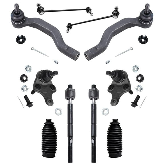 Detroit Axle - Front 10pc Suspension Kit for 2006-2018 Toyota Rav4, 4 Outer and Inner Tie Rod Ends 2 Lower Ball Joints 2 Stabilizer Sway Bar Links 2 Boots Bellows Replacement