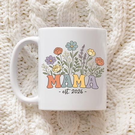 Floral Mama Est 2026 Gift Mug Cute Pregnancy Announcement Coffee Cup For Expecting Mom New Mother Baby Reveal Present Idea Lovely Keepsake