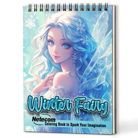 Netecom Winter Fairy Coloring Book for Adults A5 Wooden Cover 30 Stunning Portraits Coloring Pages of Beautiful Winter Fairies for Stress Relief and Relaxation Spiral Bound Edition
